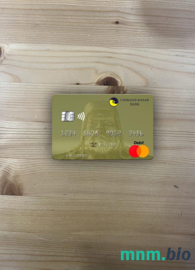 Mongolia Chinggis Khaan bank wygląd zdjęcia mastercard skan PSD + zdjęcie